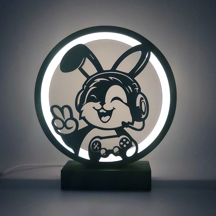 Night Light "Gamer Bunny" – LED Lamp in the Shape of a Bunny
